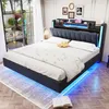 Lit rembourré Merax 140x200 cm avec éclairage LED et prise Voir les images du produit 1