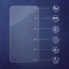 A clear protective film is shown against a dark blue textured background, with several icons and text annotations highlighting its features. Produktbild-Vorschau