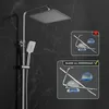 A shower system is shown against a dark, marbled background, with two inset images demonstrating weight comparisons. Anteprima dell’immagine prodotto