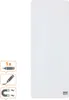 A white, rectangular whiteboard with rounded corners, shown vertically. Icons indicating a marker and magnet are present on the left side. Podgląd zdjęcia produktu