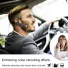 A man driving a car while wearing a Bluetooth headset, with a woman on the phone in a circular inset. Produktbild-Vorschau