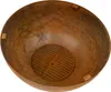 A top-down view of a round, rustic-looking fire pit bowl with a metal grate inside. Náhľad obrázku produktu