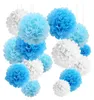 YBwanli 24er Pompons Deko Blau - Hochzeitsdeko Einschulung Produktbild-Vorschau 1