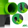 Close-up views of a green and black submersible pump, highlighting its threaded outlet and angled hose connectors. Anteprima dell’immagine prodotto
