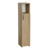 A tall, narrow cabinet with a wood grain finish and an open shelf at the top. Náhled obrázku produktu