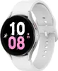 A white Samsung Galaxy Watch5 is shown against a white background. The watch face displays the time '10:08' in large pink numbers, along with icons for running and a heart rate of 89. Produktbild-Vorschau