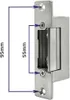A close-up view of a silver electric door strike with measurement lines and labels. Produktbild-Vorschau