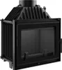 A black metal fireplace insert with a glass door. Produktbild-Vorschau
