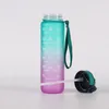 Wasserflasche mit Messbecher und Strohhalm 1l ombre blau Produktbild-Vorschau 4