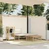 An outdoor patio scene with a retractable side awning, lounge furniture, and a small table. Produktbild-Vorschau