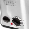 Close-up of the control panel of a silver deep fryer, showing temperature and timer settings. Produktbild-Vorschau