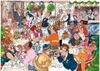A lively cartoon illustration of people enjoying a date night at a restaurant, with food, drinks, and decorations. Náhled obrázku produktu