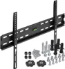 A black TV wall mount with included hardware is displayed against a white background. Produktbild-Vorschau