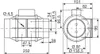 Technical drawing with dimensions of a ventilation fan. Náhled obrázku produktu