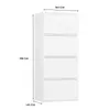 A white cabinet with four doors, shown with dimensions indicated by lines and text. Náhľad obrázku produktu