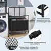 A laundry sorter with three compartments next to a washing machine, with close-up feature callouts. Produktbild-Vorschau