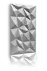 A 3D geometric wall panel with a stone-like texture, shown in a studio shot with a reflection. Produktbild-Vorschau
