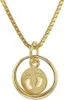trendor 75395 Taufring Babyfüße Gold 585 / 14 Karat mit vergoldeter Kette 1 Produktbild-Vorschau