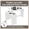 A white modular desk with a printer and laptop on it, and a close-up of a wheel. Anteprima dell’immagine prodotto