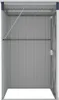 Interior view of an empty metal storage shed. Produktbild-Vorschau