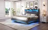 Lit design suspendu rembourré 160x200 en tissu lin, lit de Voir les images du produit 11