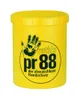 A yellow cylindrical container with a black handprint and text on it. Produktbild-Vorschau