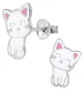 Ohrstecker Katze: bunte Kinderohrringe Silber 925 Weiß Produktbild-Vorschau 1