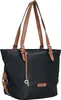 A studio shot of a black tote bag with brown leather straps. Náhled obrázku produktu