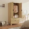 HOMCOM Armoire chambre penderie avec 2 portes cannelées à Voir les images du produit 2