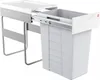 A white pull-out trash bin system with a sliding mechanism, shown in a studio setting against a white background. Náhled obrázku produktu