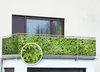 A balcony railing covered with a green ivy-like privacy screen, with a close-up inset of the leaves. Produktbild-Vorschau