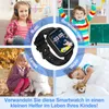 A collage of images showing children using a smartwatch, with text overlays highlighting its features. Produktbild-Vorschau