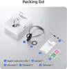 A flat lay of a product's packaging and contents, including a neck holder, instructions, and cleaning kit. Produktbild-Vorschau
