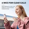 A woman is holding a smartphone and wearing earbuds, with text overlay describing the product's features. Náhľad obrázku produktu
