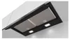 A close-up view of a black range hood installed under a white kitchen cabinet. Produktbild-Vorschau