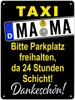 Taxi Mama Metallschild XL in 21x28 cm in Schwarz-Gelb zum Produktbild-Vorschau 1