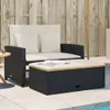 Gartensofa mit Kissen 2-Sitzer Schwarz Poly Produktbild-Vorschau 2