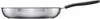 A side view of a stainless steel frying pan with a black handle against a white background. Podgląd zdjęcia produktu