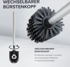 A toilet brush with a detachable head, shown in two views: one detached and one attached to the handle. Produktbild-Vorschau