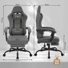 A gaming chair is shown from the front and side with dimensions and weight capacity indicated by text overlays. Produktbild-Vorschau