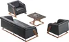 Sitzmöbel Sofa Set Schwarz 3-Sitzer Sessel Couchtisch Produktbild-Vorschau 4
