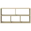 A wooden shelf unit with multiple compartments against a white background. Náhled obrázku produktu