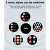 A marketing image showcasing different menu styles of a smartwatch. Produktbild-Vorschau