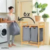 Wäschekorb - 2 x 30 L - Aus Bambus - Zwei Kammern - Produktbild-Vorschau 4