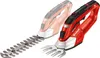 A red and black cordless grass and shrub shear with a long blade attachment and a shorter shear attachment. Náhled obrázku produktu