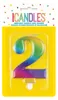 Dekorative Kerzenzahl 2 in leuchtenden Regenbogenfarben für Produktbild-Vorschau 2