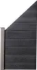A close-up of a dark gray composite fence panel with a diagonal cut at the top, attached to a lighter gray post on the left. Produktbild-Vorschau
