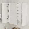 A bathroom cabinet with a three-part mirror, showing toiletries inside. Náhled obrázku produktu
