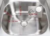 A top-down view of a stainless steel sink with measurement markings. Produktbild-Vorschau