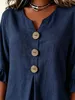 ASKSA Damen Bluse Musselin Tshirt V-Ausschnitt 3/4 aermel Produktbild-Vorschau 5